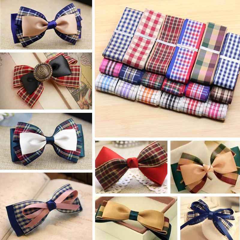 (1 Yards/lot) 2.5cm Multiple Options Scottish Plaid Grid Printed Ribbon for DIY Home Decoration Gift Wrapping Christmas Ribbons