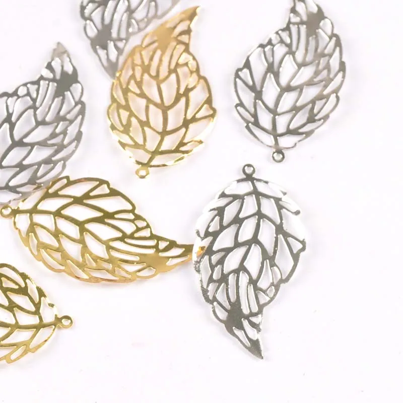 20pcs Metal Crafts Gold Silver Leaf Filigree Wraps Flower Connectors For DIY Scrapbook Home Decoration Handcraft 41x22mm yk0775
