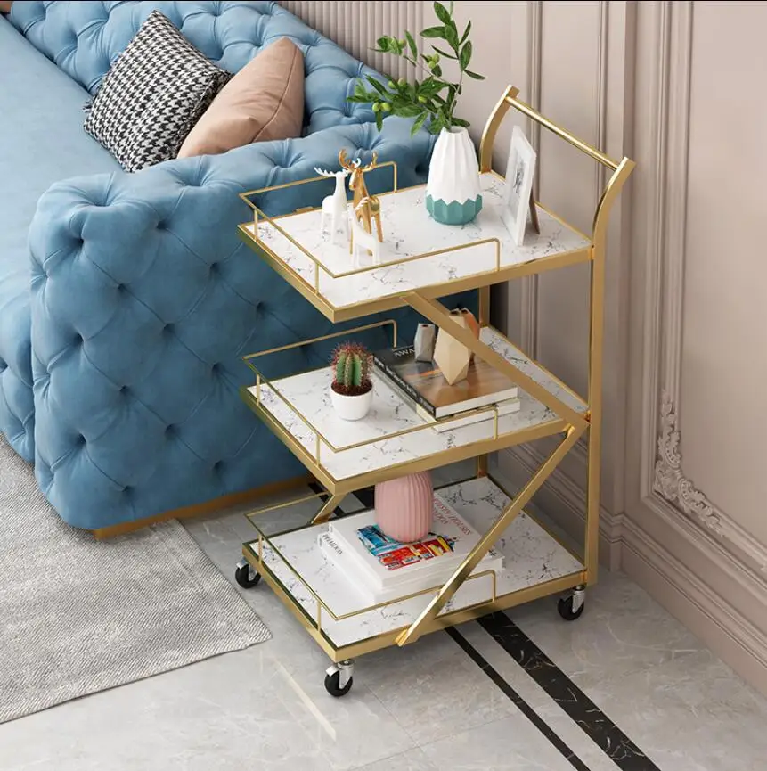 Nordic living room trolley, beverage dining car bedroom, mobile beauty salon cosmetics storage rack