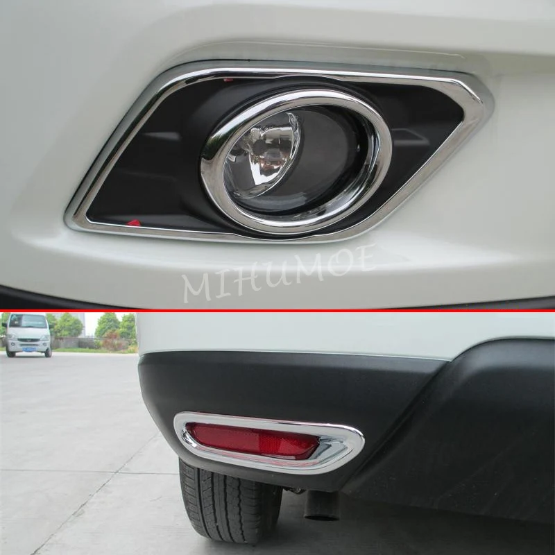 

Front + Rear Chrome Fog Light Cover Trims Bumper Reflector Surrounds For Nissan X-Trail Rogue T32 2014 2015 2016