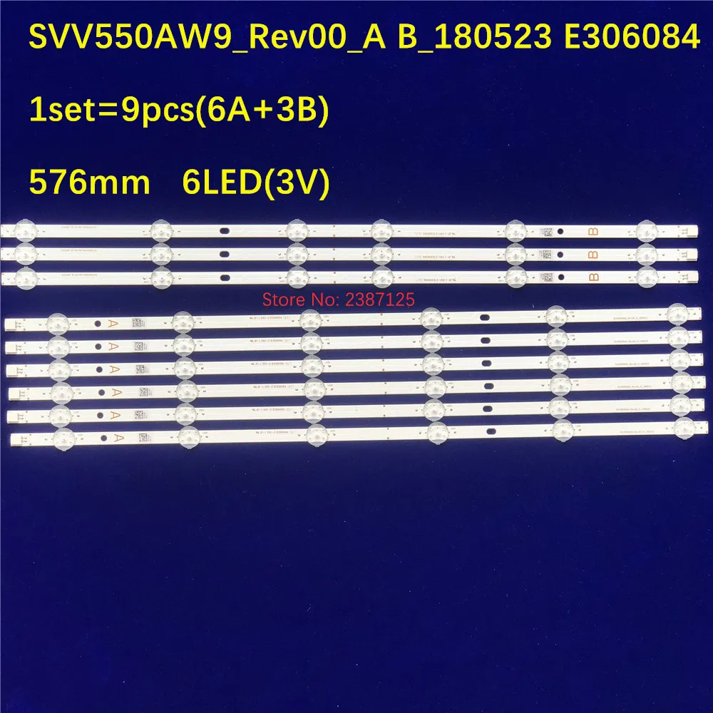 

Новинка, Светодиодная лента 9 шт (6A + 3B) для фотолампы SVV550AW9 55SBU700 55SBU720 55R7020 55R753 55HK25T74 VES550QNYL-2D-N01 LC550EQY (SH)(M1)