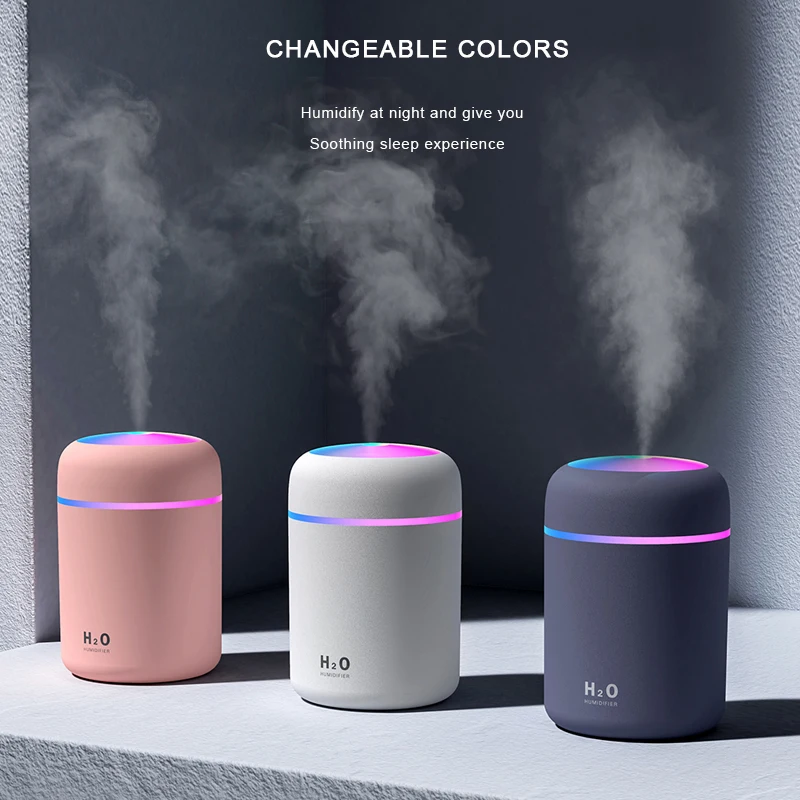ขายส่งราคา300Ml ไฟฟ้า Air Freshener Aromatherapy Humidifiers Diffusers USB เครื่องฟอกอากาศที่มีสีสัน Night Light รถบ้าน