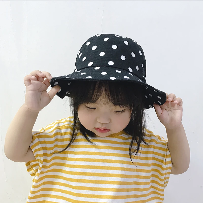 New Baby Spring Summer Boys Girls Suntan Sunbonnet Fisherman Hat Kids Cute Polka Dot Bucket Hat Outdoor Beach Cap