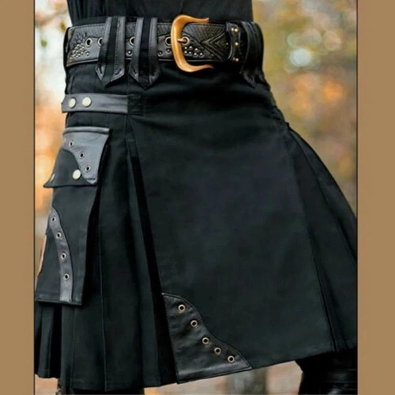 new Scottish Mens Kilt Traditional Skirt Metal Classic Retro Traditional Personality Kilts Check Pattern Men Skirts