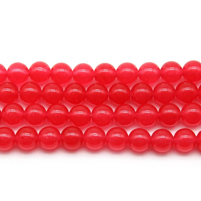 Natural Red Jades Chalcedony Stone Beads Round Loose Beads For Jewelry Making DIY Necklace Bracelet  Accessories 15\'\' 6/8/10mm