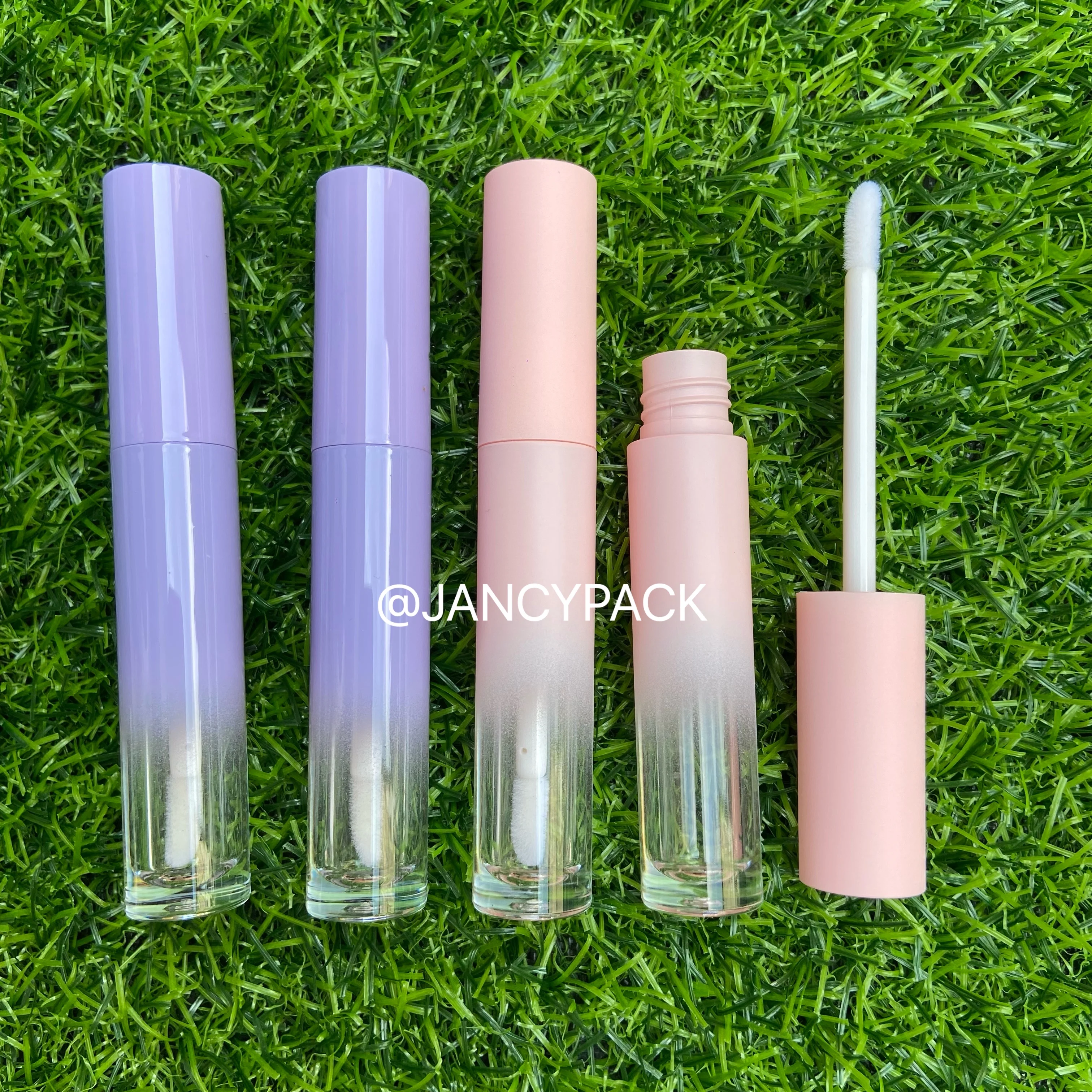 

4ml pink purple Clear Cylinder Unique Lip Gloss Containers Custom Labels Lip Gloss Tube With Wand lip balm packaging