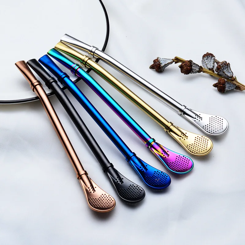 (1pcs) Double Rings 15cm Stainless Steel Straw Yerba Mate Straw Bombilla Filter Straw - view 3
