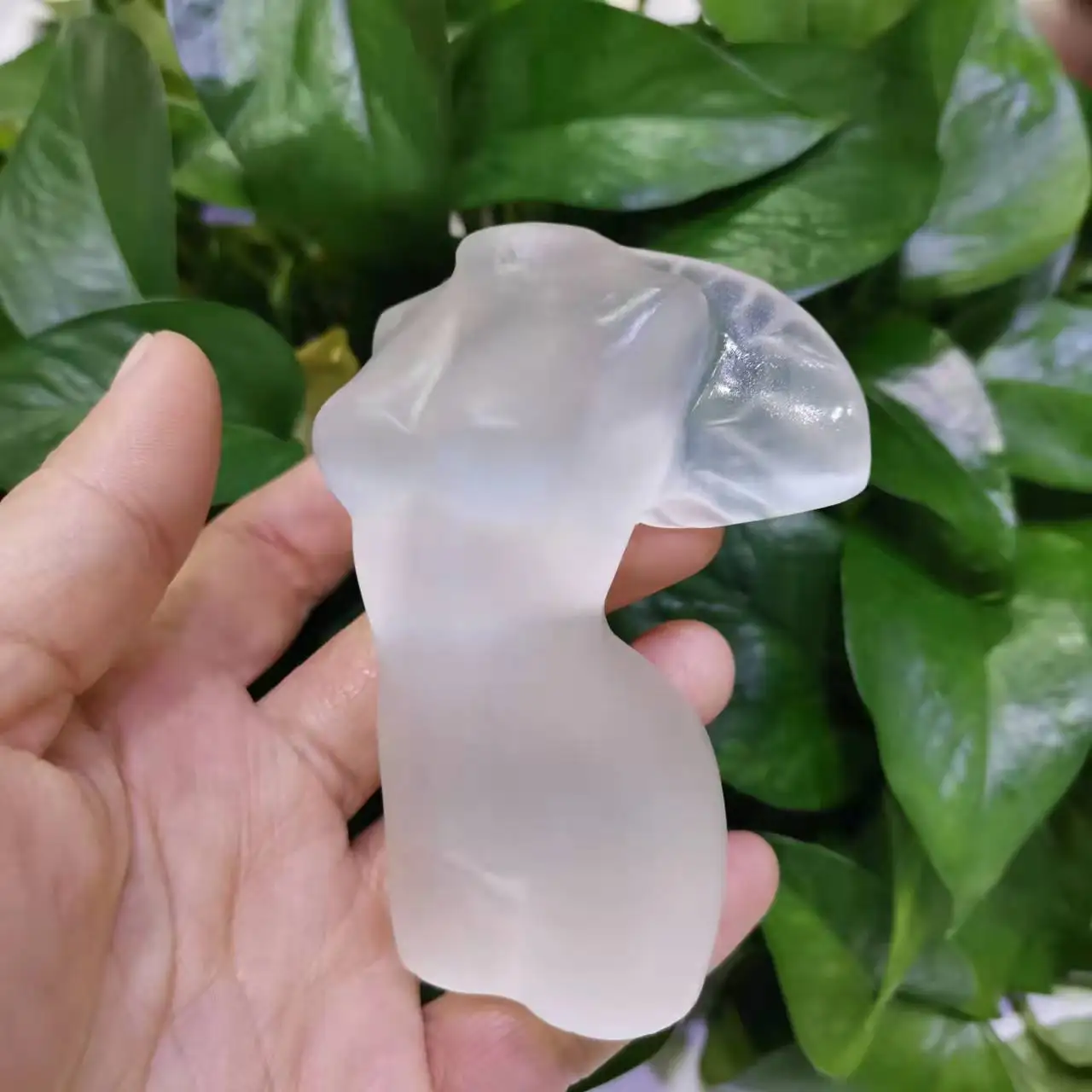 Natural Selenite Carved Pocket Peace Prayer Healing Angel gypsum Angel Healing Statue