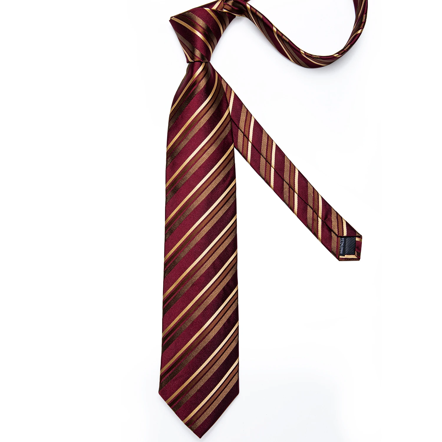 Gold Striped Red herren Krawatten Business Hochzeit Hals Binden Tasche Platz Manschettenknöpfe Krawatte Ring Geschenk der Männer Gravata DiBanGu – Detail 17