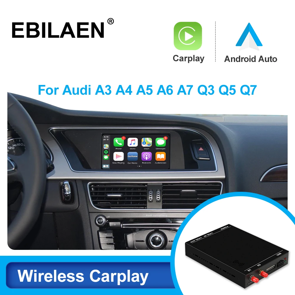 Wireless Carplay Android Auto For A4 A4L A5 S5 A6 A7 Q2 Q3 Q5 Q7 A1 A3 MMI System Mirror Link USB Siri Voice Command Module Box