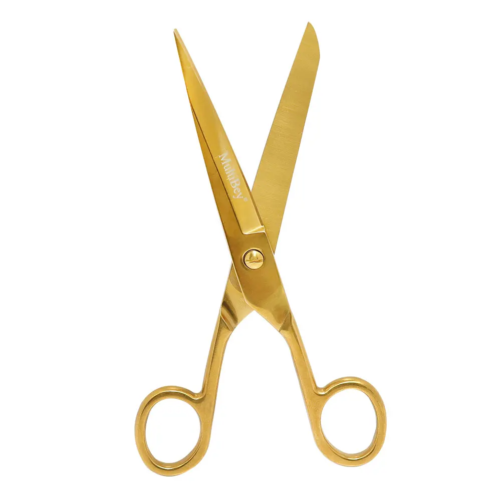 Golden 7-Inch Scissors Full Metal Blade Round Handle Fashionable Atmosphere Practical Office Household Stationery Scissors