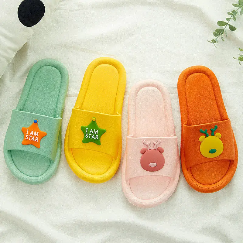 Fashion Slippers Female Summer Indoor Couple Non-slip Children Men's Household Bathroom Home Slippers Cartoon Slipperss