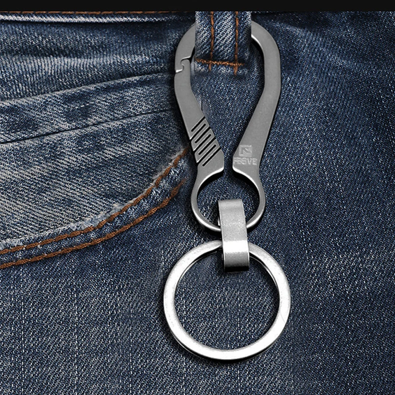 Super Lightweight Pure Titanium Keyring Spring Buckle Car Key Chain Men Hanging Buckle Creative Accessories Pendant Gift