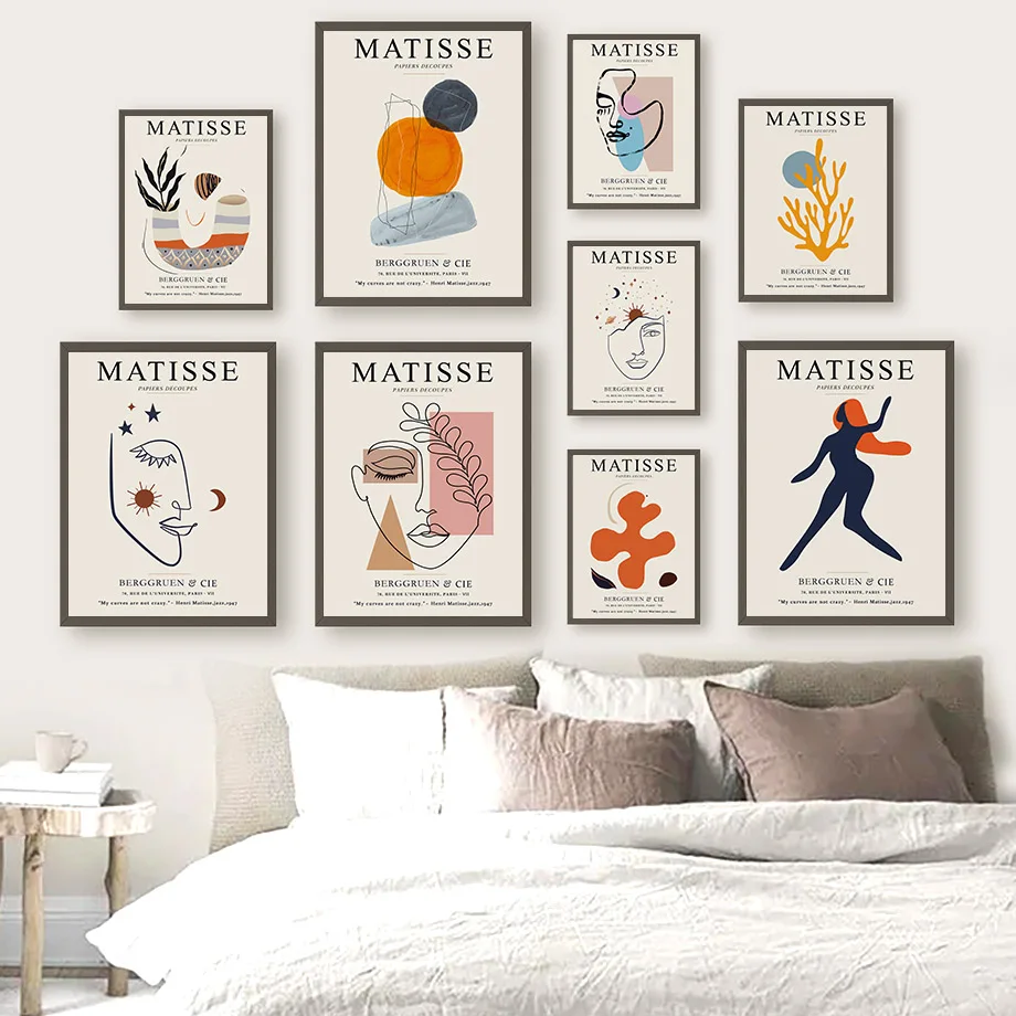 

Matisse Fashion Abstract Girl Lines Leaf Wall Art Canvas Painting Nordic Posters And Prints Wall Pictures For Living Home Decor