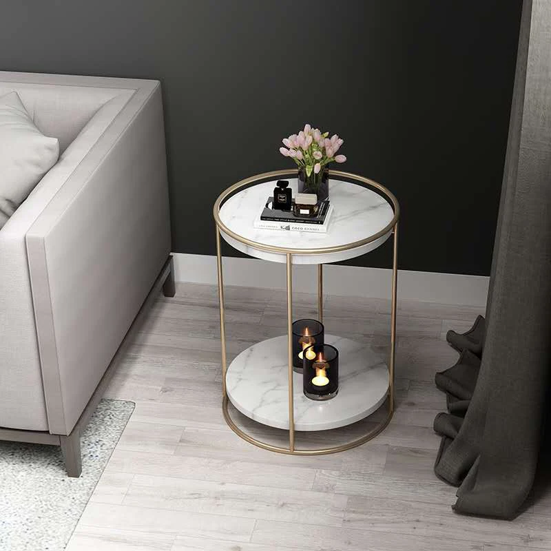 

coffee table living room furniture modern Mini side table minimalist sofa side cabinet light luxury marble round corner table