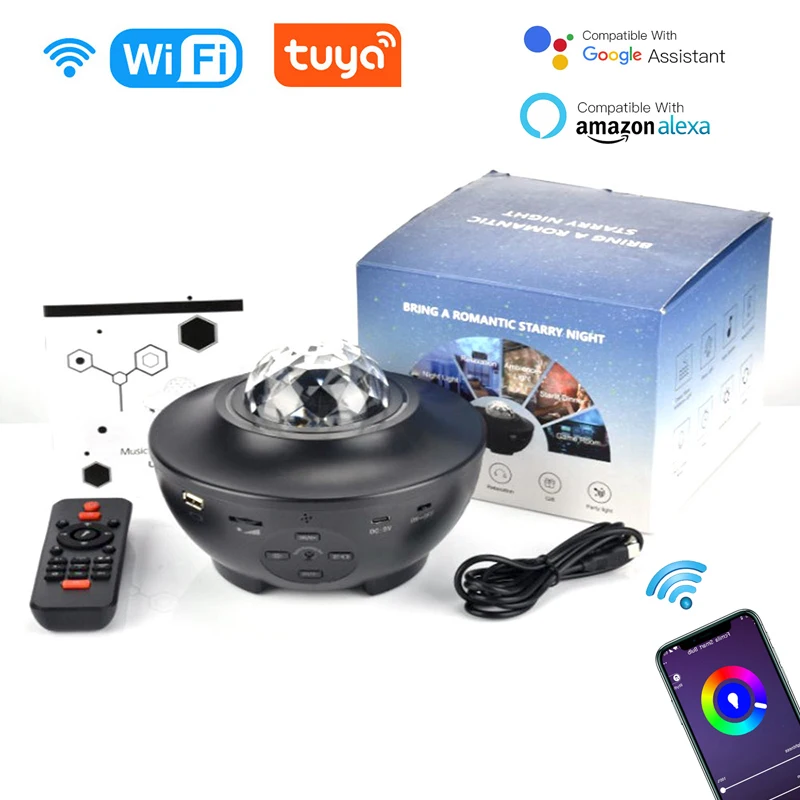 Tuya Smart Life Star proiettore lampada Wifi rotante Starry Moon Galaxy proiettore lampada da tavolo altoparlante Bluetooth supporto Alexa Google