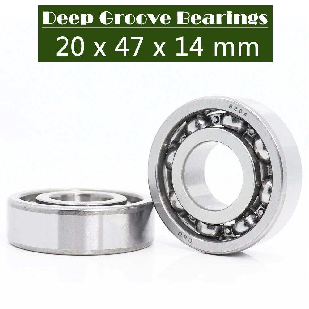 6204 Bearing 20*47*14 mm P6 ( 2 PCS ) For Motorcycles Engine Crankshaft 6204 OPEN Ball Bearings Without Grease