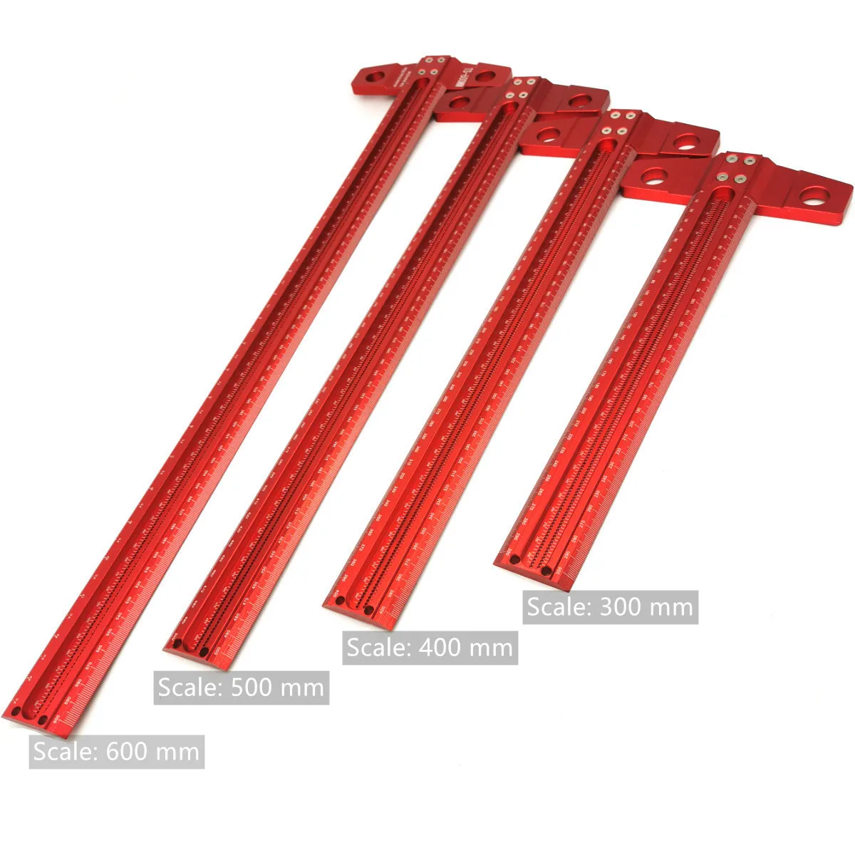 300/400/500/600mm Woodworking Square 1mm Per Hole Marking Guage Aluminum Alloy 90 Degree T Ruler Scriber for Carpenters