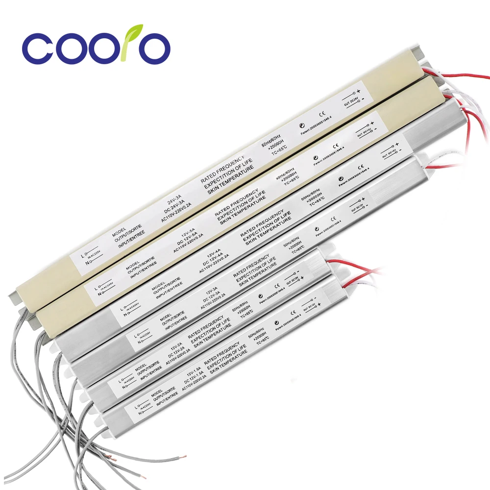 Ultrathin 12V Power Supply 1.5A 2A 3A 4A 5A Switching LED Driver Lighting Transformer 220V 12V 24V 18W 24W 36W 48W 60W 72W