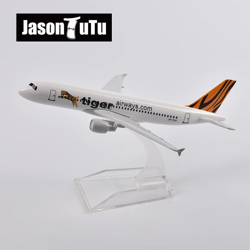 JASONTUTU 16cm Tiger Airways Airbus A320 Aircraft Diecast Metal 1/400 Scale Planes Model Airplane Model Plane