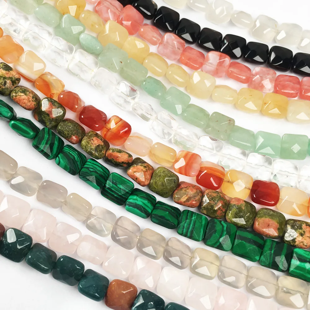 Natural Stone Faceted Square Shape Beading Agates Crystal Scattered Beads for Jewelry Making DIY Necklace Bracelet Accessories