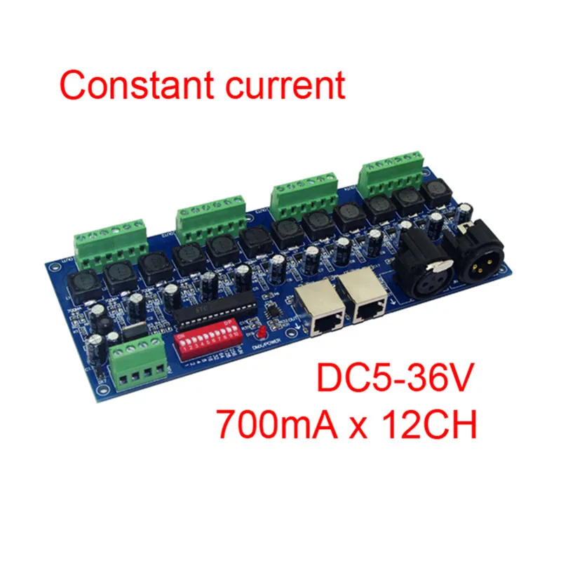 

best price 1 pcs 700ma constant current 12 channel DMX512 decoder wite RJ45 XRL 3P use for led