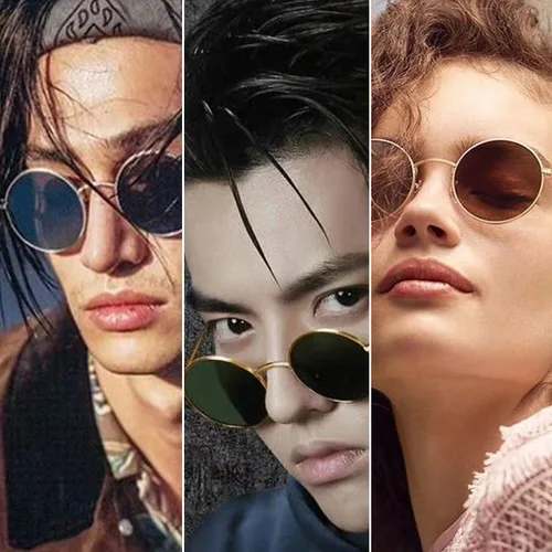 Imagen 2 del producto MIZHO gafas de sol de Metal vintage para mujer, diseño de marca Punk, gafas amarillas, gafas de sol redondas rojas, protección UV polarizada para hombre