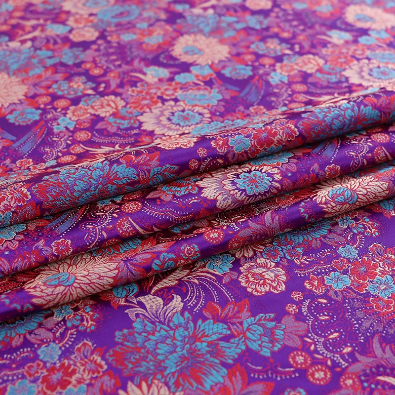 Flower fabric brocade satin fabric for Chinese cheongsam kimono and bag material for sewing clothing