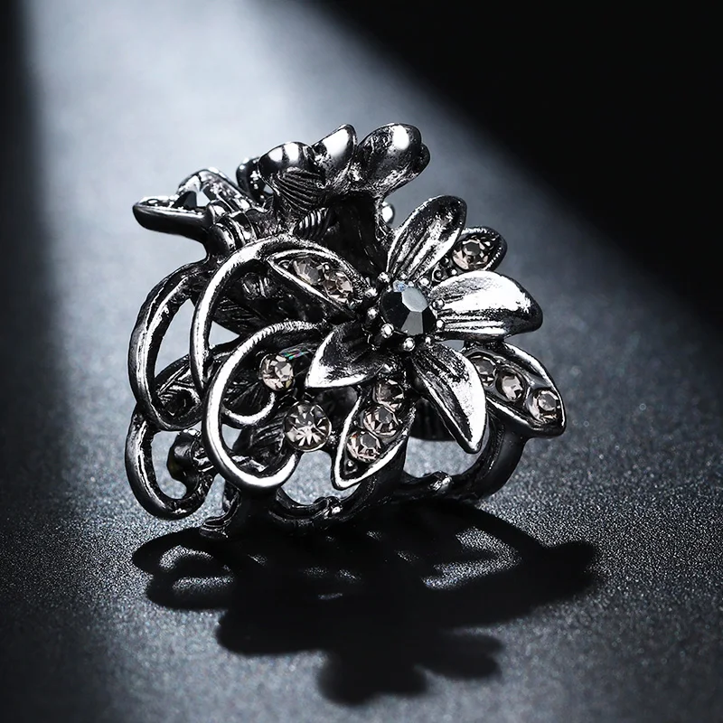 Frauen Wunderschöne Strass Kleine Blume Haar Klaue Clips Metall Kristalle Haarnadeln Haar Zubehör für Mädchen Kopfschmuck Ornament – Detail 3