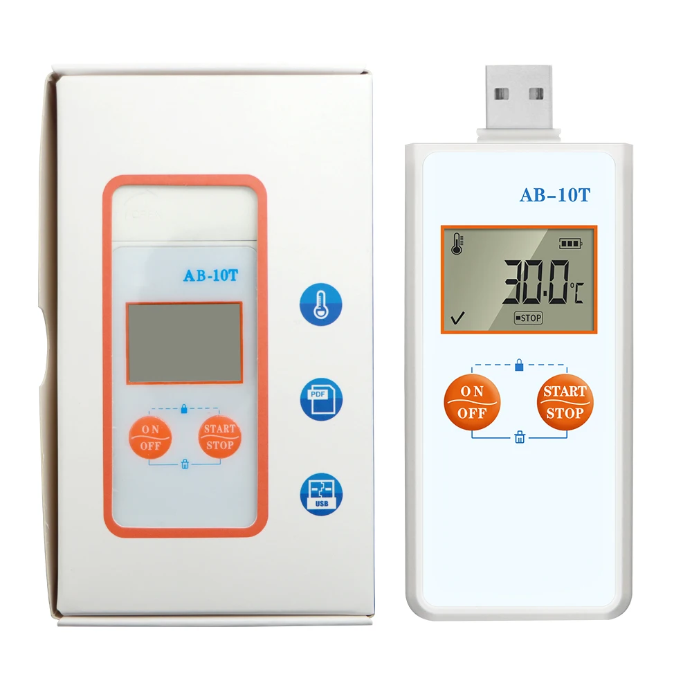 AB-10T Temperature Recorder USB Temperature Data Logger Waterproof 20℃-/+40℃ Food Medicine Vaccine Refrigerated Transportation