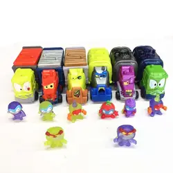 Casuale 1 pz super zings + 1 pz modello di camion per bambini giocattoli fai da te 3cm morbido superzings collezione figura bambole per bambini che giocano