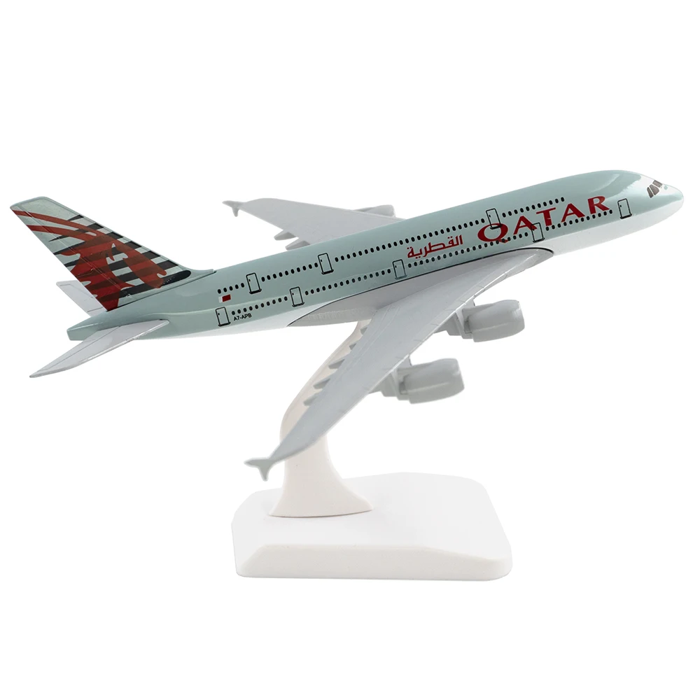 18cm Aircraft Airbus A380 Qatar Airways Alloy Plane Model Toys Children Kids Gift for Collection