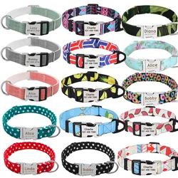 Custom Nylon Dog Collar Fashion Print Dog Collars Customized Puppy Pet Collar Engraved Name for Small Medium Large Big Dogs Pug