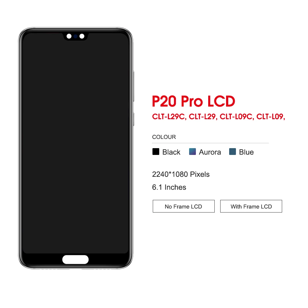 Pantalla LCD OLED 6,1 de 100% pulgadas para Huawei P20 Pro, digitalizador de pantalla táctil para Huawei P20 Pro, con CLT-L04 de huellas dactilares