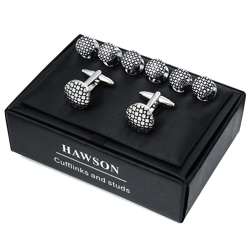 HAWSON Classic Cuff Links and Tuxedo Studs Set for Men\'s Party Meeting Gift for Him With Gift Box