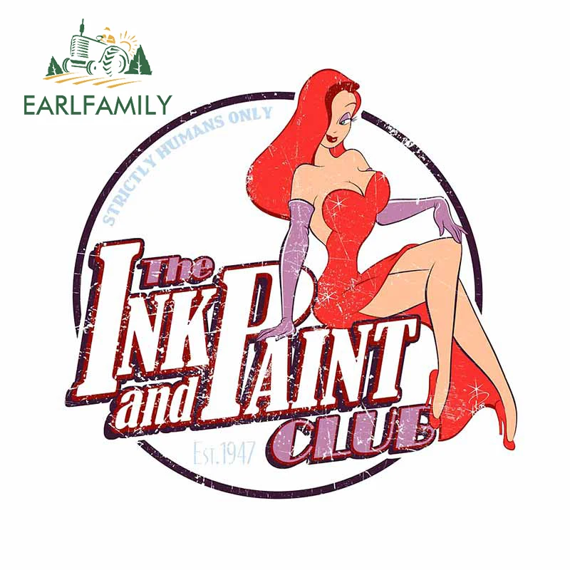 

EARLFAMILY 13cm x 12.5cm for Paint Club Cartoon Car Sticker Windshield Refrigerator Decal Occlusion Scratch DIY Vinyl Car Wrap