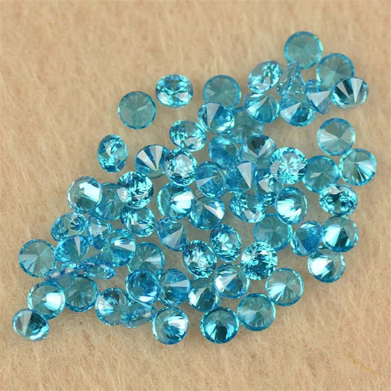 Sale 0.8~4mm AAAAA Loose Light Sea Blue Cubic Zirconia Stone Round Shape Brilliant Cut CZ SeaBlue Lab Created Zircon Stone Gems