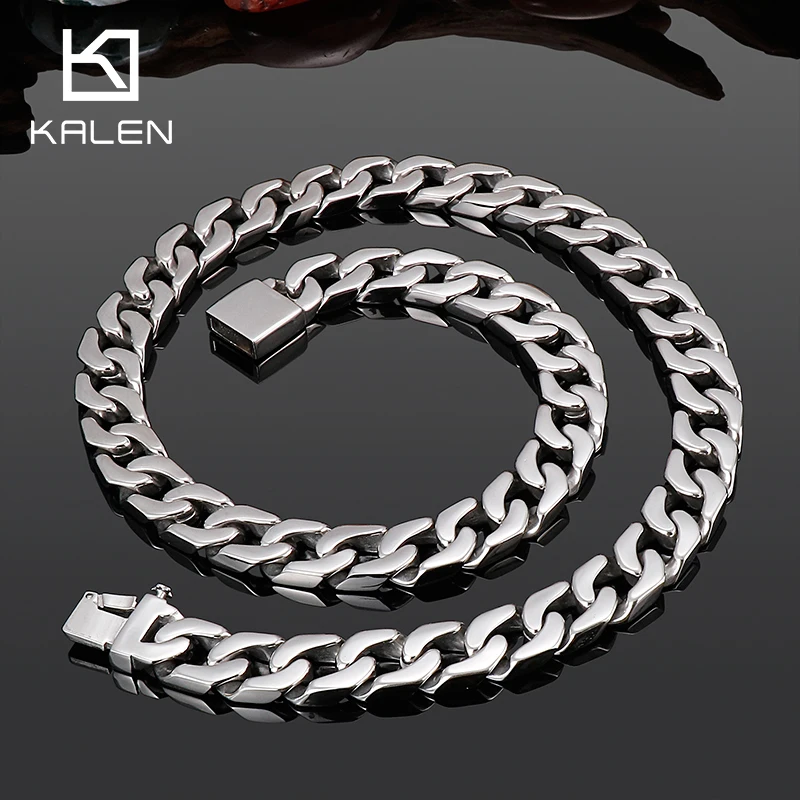 600*14mm Polished Cuban Chain Necklace For Men Stainless Steel 316L Heavy Chunky Jewelry