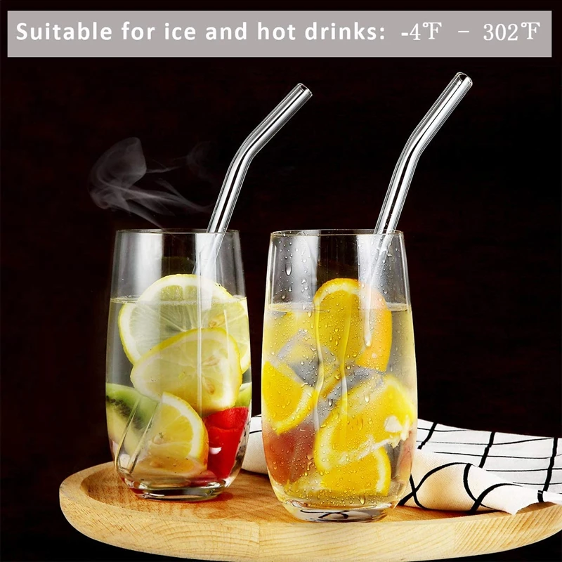 4Pcs Glass Straws Eco-friendly Reusable Drinking Straws 20cm Multicolour Cocktail Straws for Smoothies Milkshake Bar Drinkware