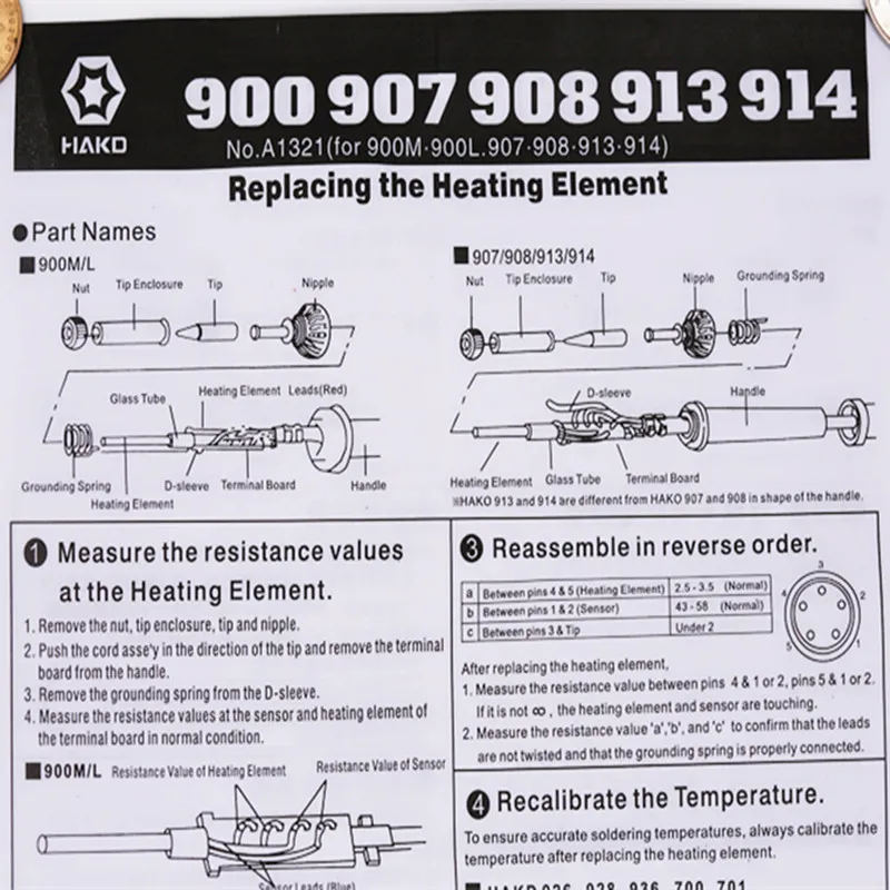 Good quality Replacement Heating Element Ceramic A1560 Heater a1321 for HAKKO FX888 936 soldering station