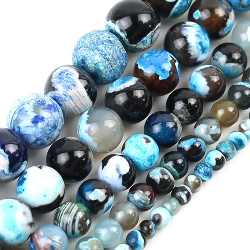 Colorful Natural Stone Fire Agates Onyx Round Beads 15\