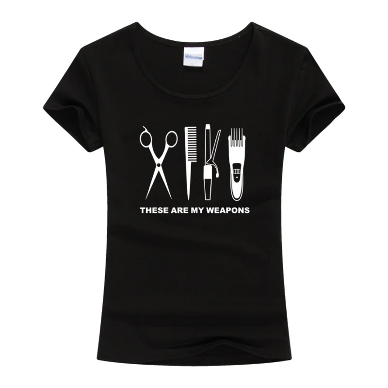 Summer Tshirt Hairdresser T Shirt Cool Printed Barber Weapons Woman Cotton Short Sleeve Round Neck Scissors Girl Tops Tee