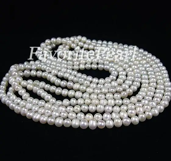 Favorite Pearl Necklace 7-8mm White Genuine Freshwater Long Pearl Necklace Wedding Birthday Fine Jewelry Charming Girl Gift