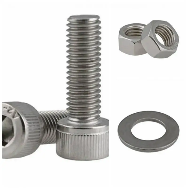 320 pcs/box 304 stainless steel cylindrical head hexagon screw + nut + flat washer Assortment Tool  Kit Box M2 series