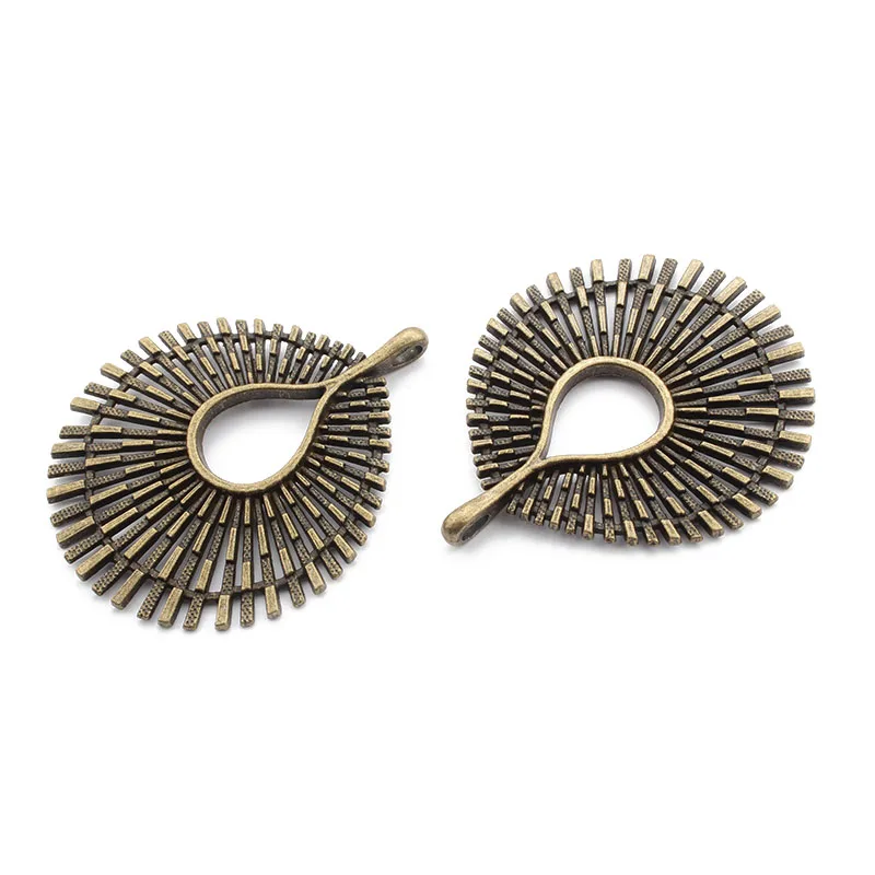 2Pcs Tibetan Bronze Layer Thread Fence Shape Large Hollow Charms Pendant For Necklace DIY Jewelry Making Supplies