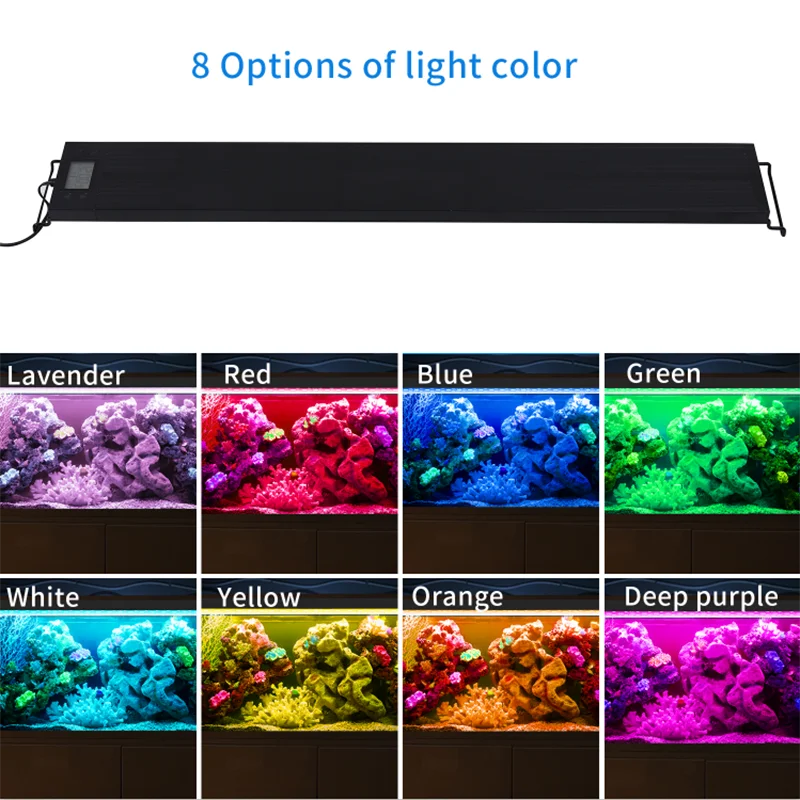 60-105cm Auto On Off Aquarium Light Full Spectrum Fish Tank Light with Timer for Water Plants Sunrise Sunset LED Light RGB Lamp