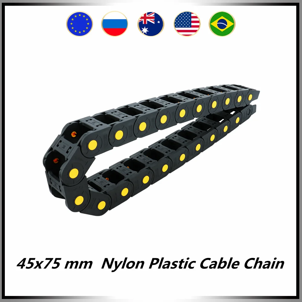 

45x75 mm 45*75 mm Nylon Mochine Towline Plastic Cable Chain Drag Chain Slient Bridge L 1m for CNC router