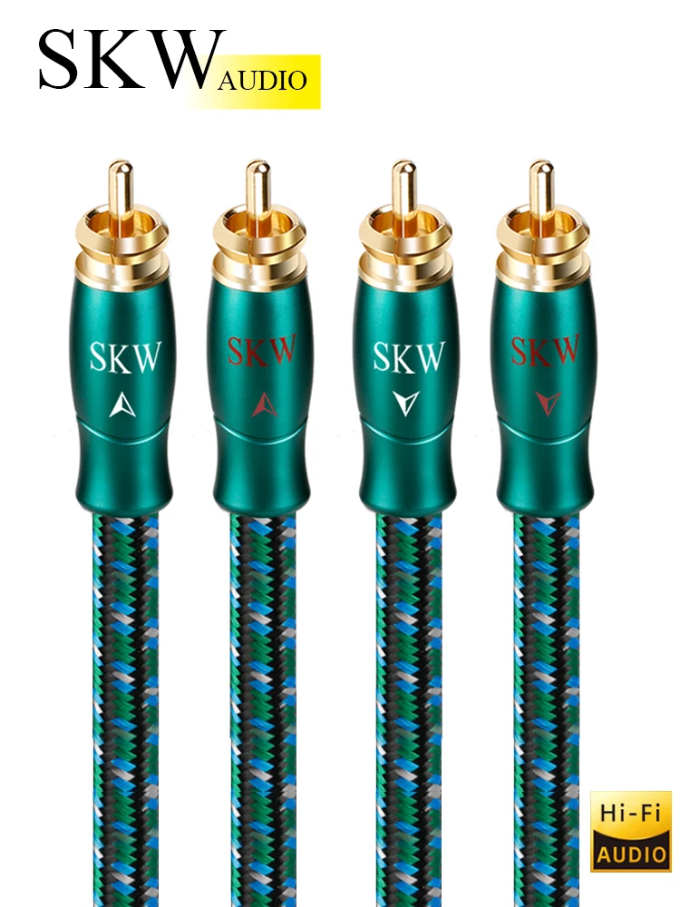 SKW High End Hifi OFC RCA Cable 2RCA to 2RCA Male To Male Audio Cable Fit For Car Audio CD DVD Player Connect To Power Amplifier