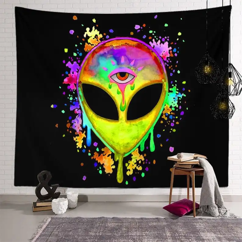 Alien Tapestry Trippy Wall Art Abstract Painting Home Decor