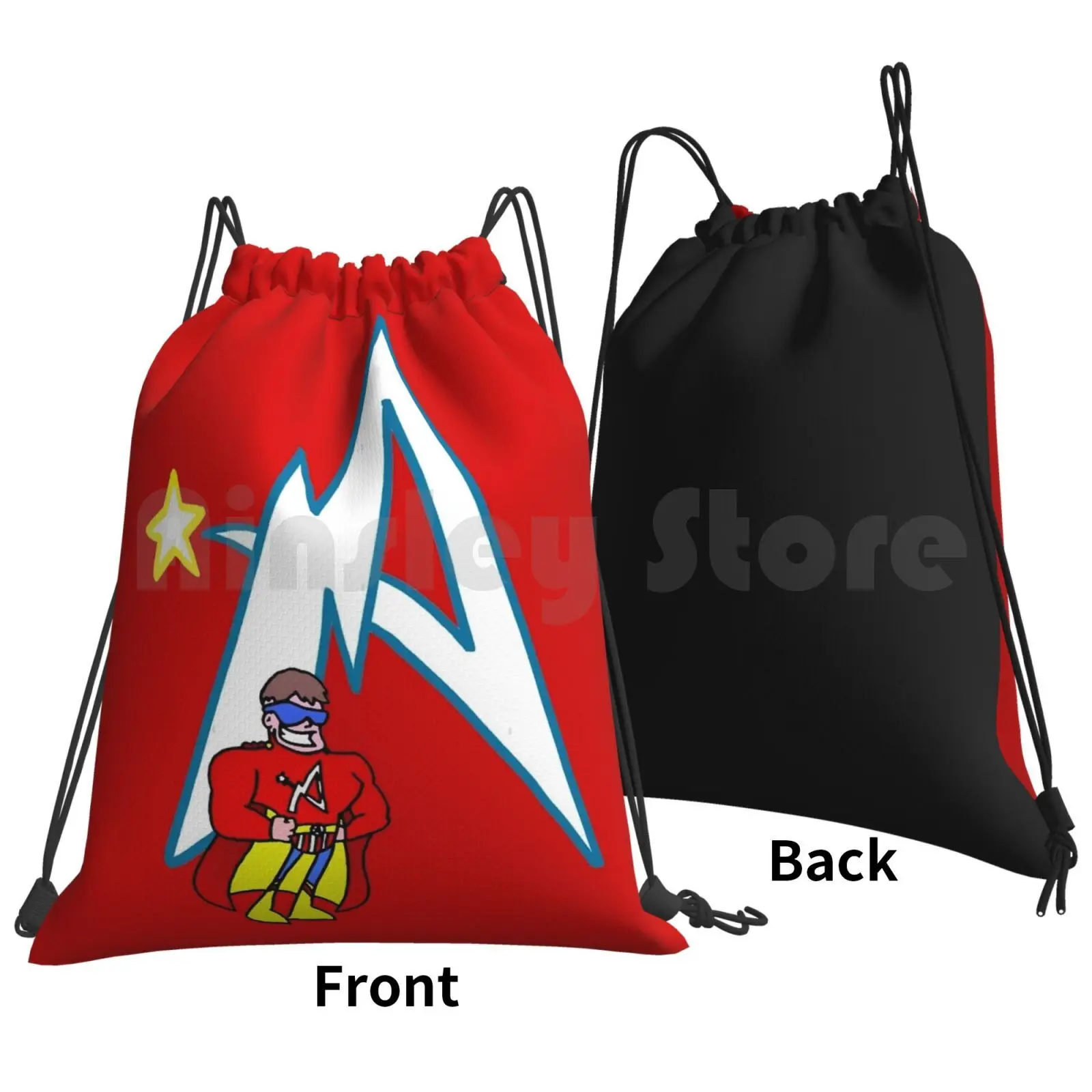 Captain Avenger 2 Backpack Drawstring Bag Riding Climbing Gym Bag John Ritter Hero Large Super Superhero 80s Retro